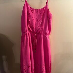 TCEC Pink Midi Sundress with Spaghetti Straps for Casual Wear